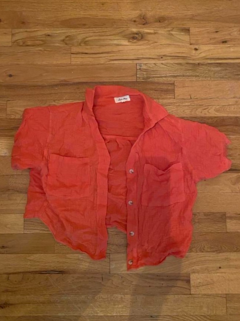 Lightweight Coral Button-Front women crop Top